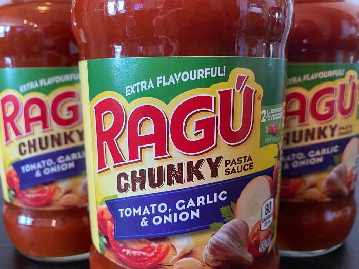 Several Ragu sauces can be seen.