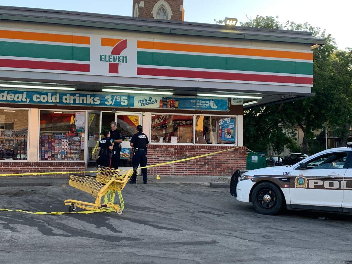 Winnipeg police at the scene on Thursday.