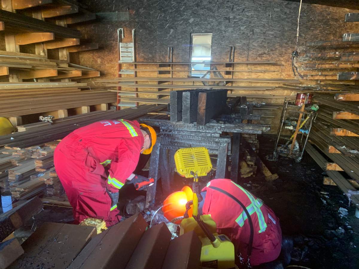 The Kelowna Fire Department says the garage fire happened just before 10 p.m., along the 300 block of Patterson Road.