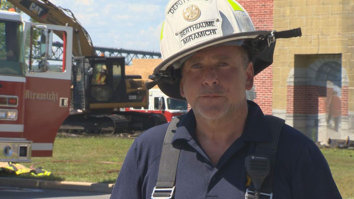 Mario Berthiaume, the deputy chief of the Miramichi Fire Department, said six buildings were damaged — three were a total loss.