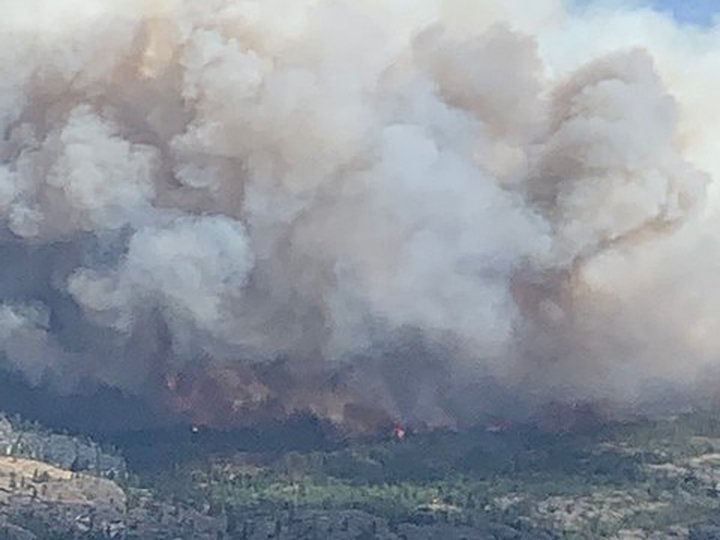 A wall of smoke from the fire that, as of Tuesday afternoon, was estimated to be 10 hectares in size.