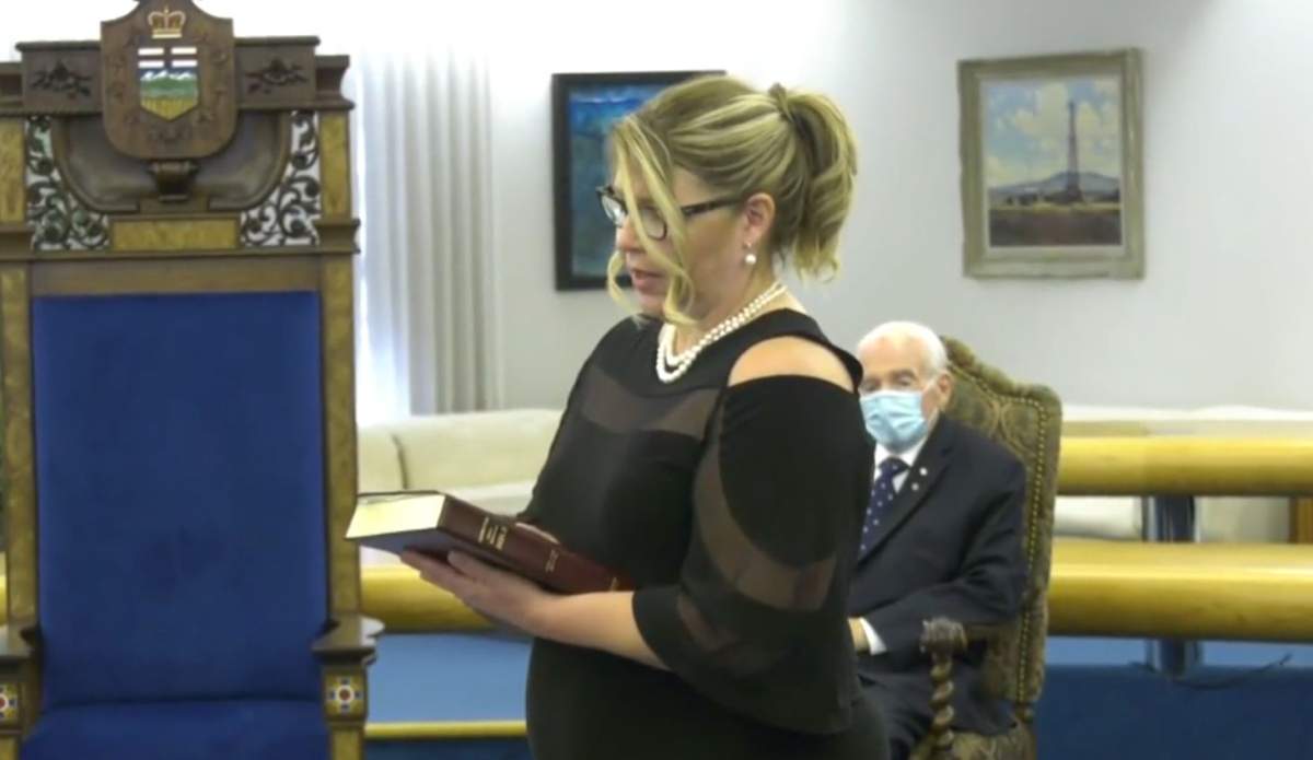 Tracy Allard sworn in as minister of Municipal Affairs Tuesday, Aug. 25, 2020. 
