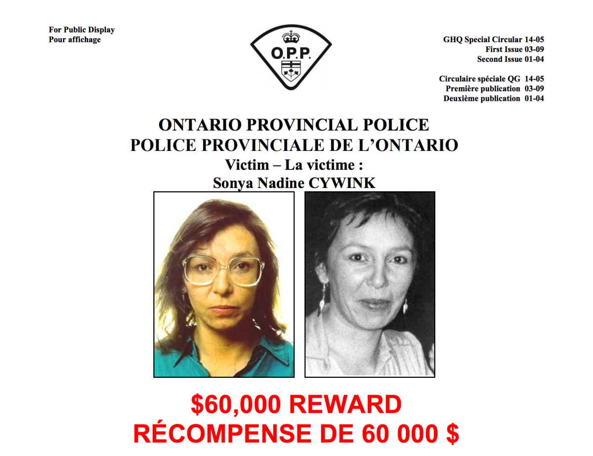 Sonya Cywink: OPP hope $60K reward will help solve 1994 murder - image