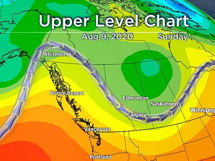 Environment Canada is forecasting slightly cooler weather for Friday, with sunny periods Saturday through Monday.