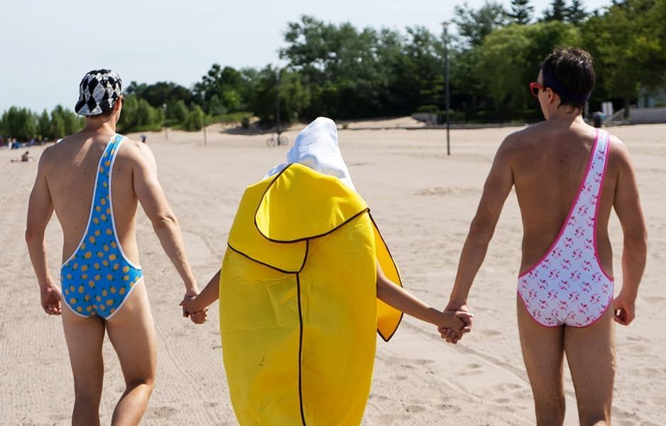 "We've been working hand in hand with bananas to provide the best banana hammock experience," reads the caption to this photo on the Brokini Instagram feed.