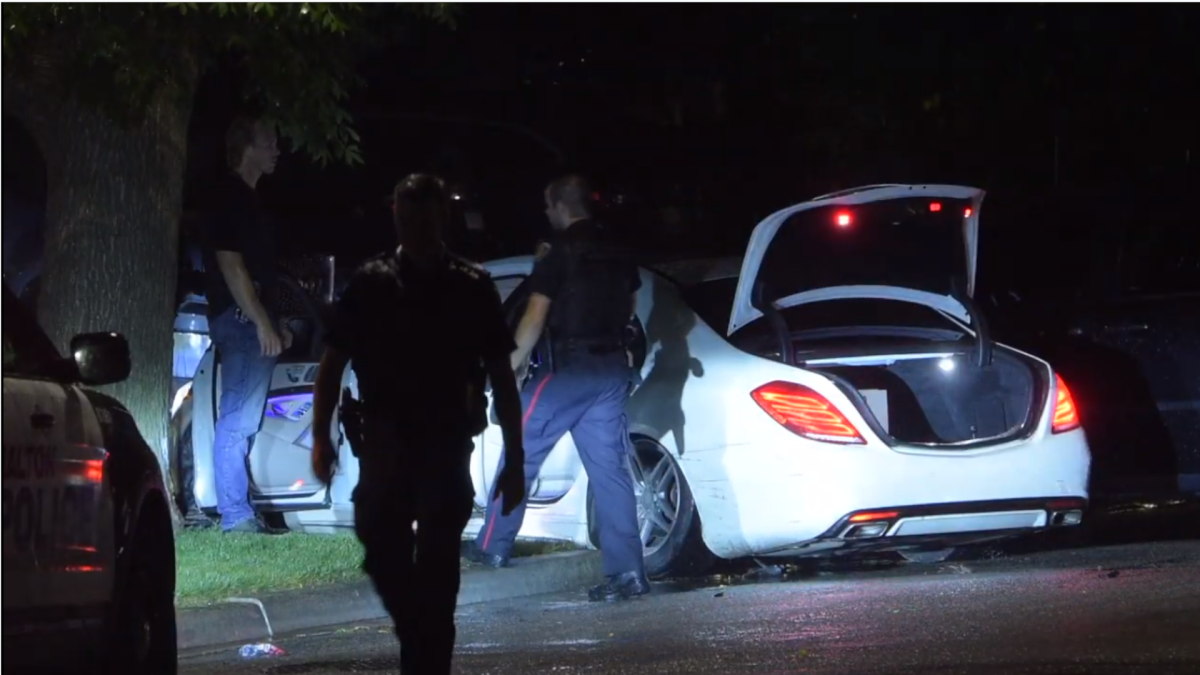 Halton police say a police officer was hit and a cruiser damaged during an alleged impaired driving incident in Burlington on Wednesday night.