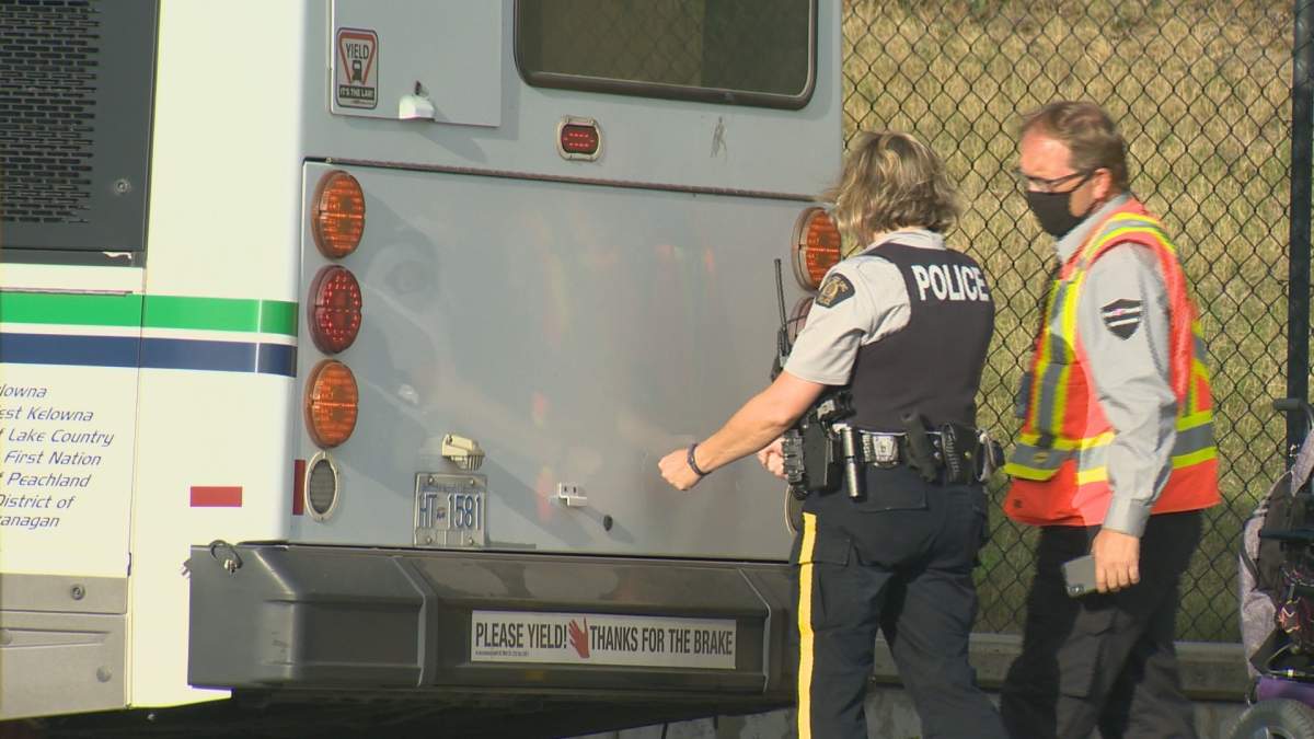 A bus and cyclist collided on Kelowna's Glenmore Road on Monday evening. 