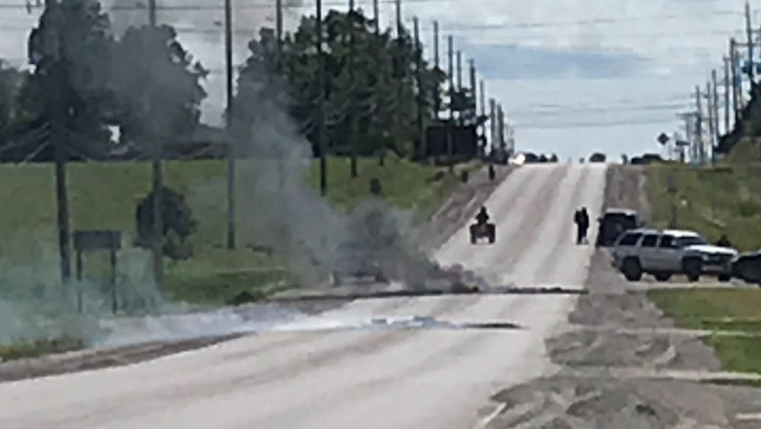 OPP closed off roads for several hours as a group of protesters lit tires on Highway 6 near Argyle Street in Caledonia, Ont on Aug. 5, 2020.