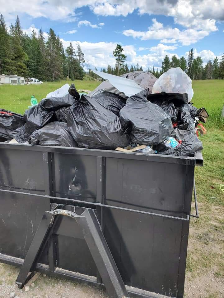 A garbage bin at the entrance of TransAlta Road in Waiparous on the weekend of July 18 and 19, 2020.