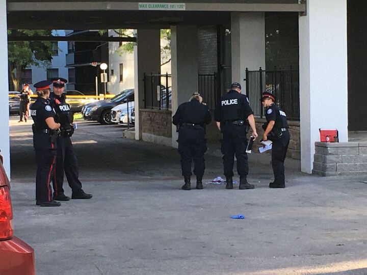 Police canvassing for evidence after a homicide on Danforth Road near Eglinton Avenue East in Scarborough.