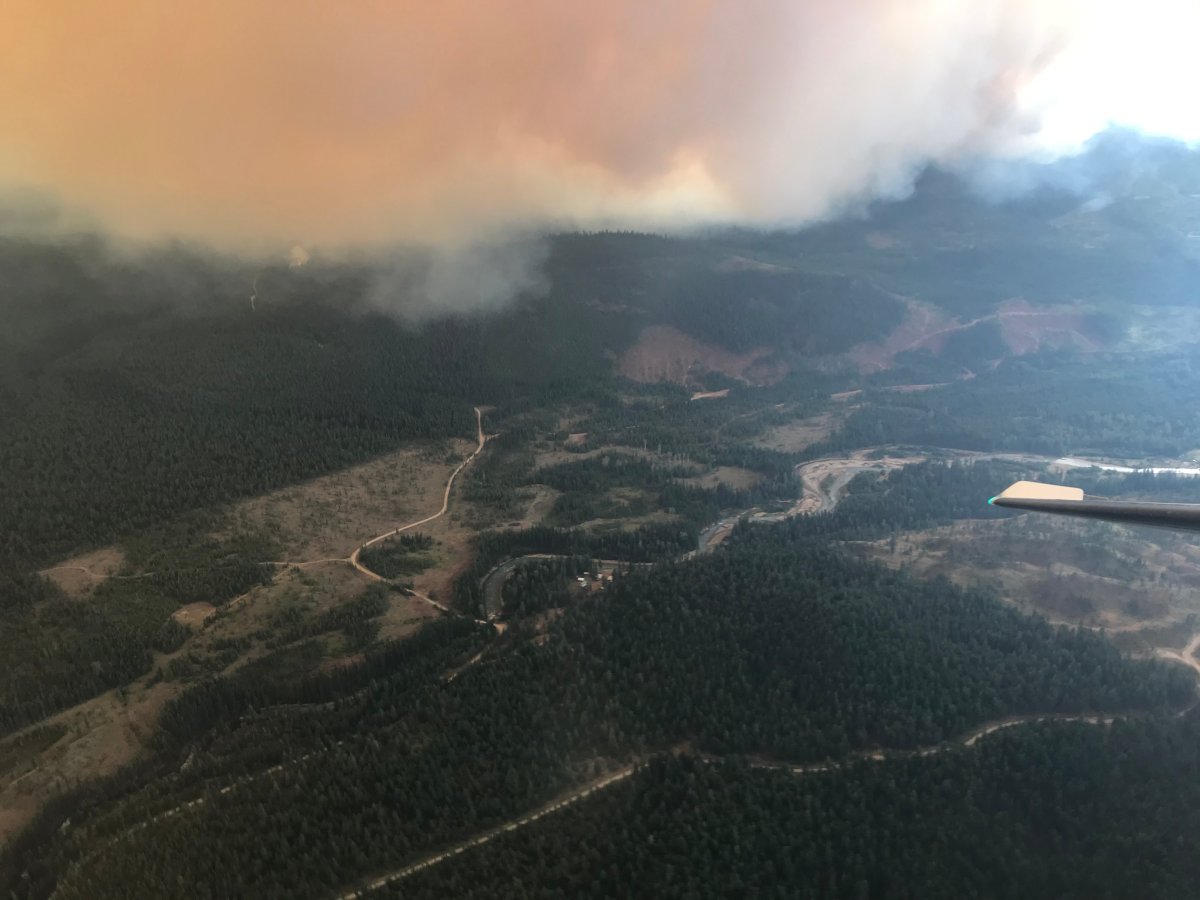 The Doctor Creek wildfire as seen from the air on Wednesday, Aug. 19.