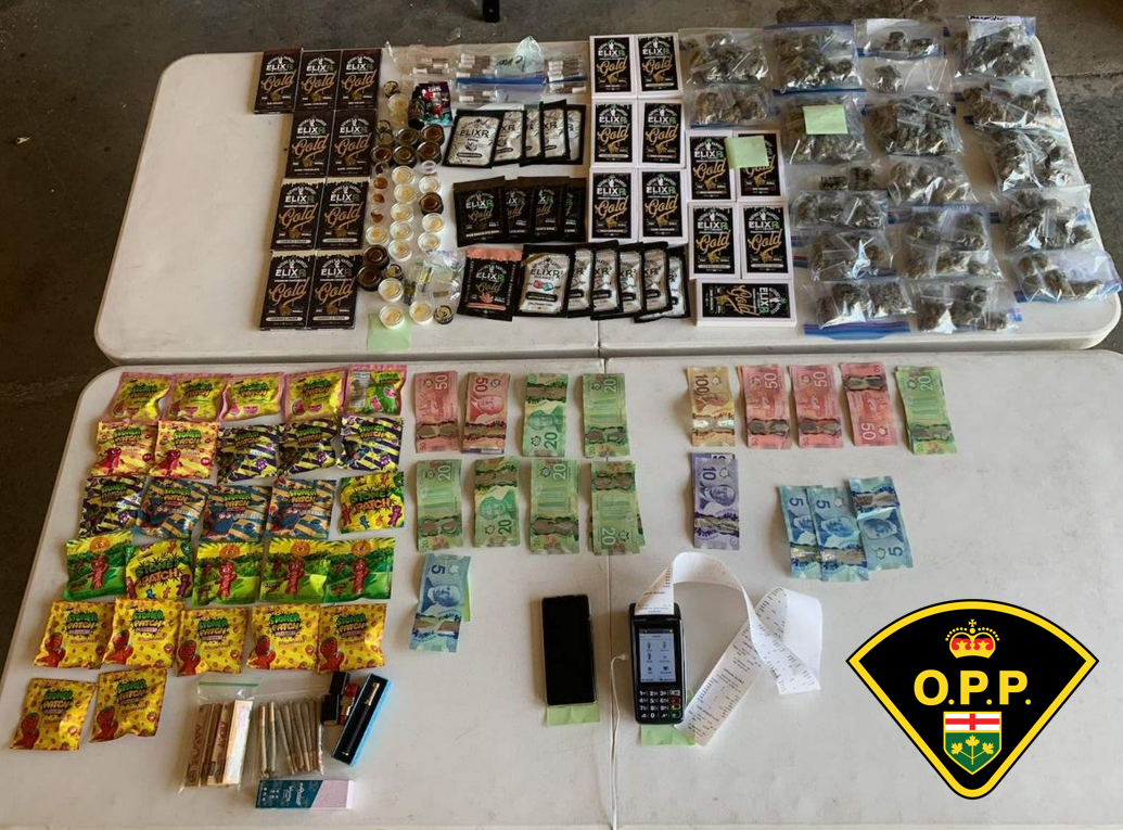 OPP say they confiscated a large amount of cannabis products and a debit machine after a man was caught speeding on Highway 401 through Tyendinaga this week.