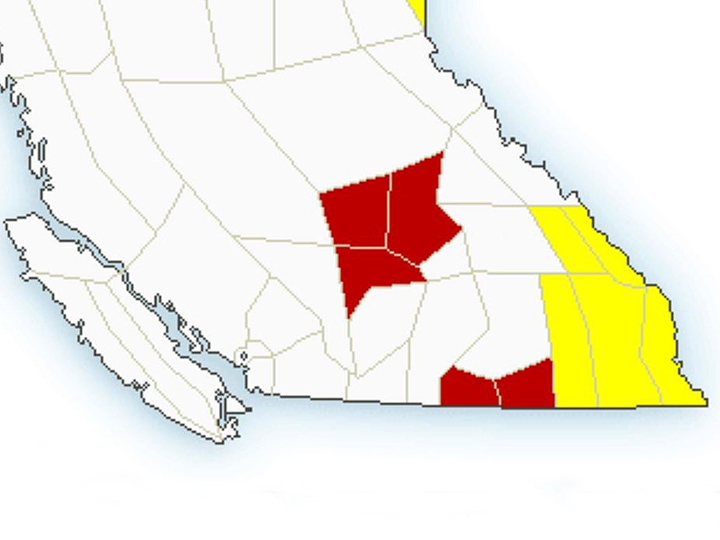 Environment Canada says temperatures for the Boundary and West Kootenay regions are expected to reach 35 degrees on Saturday, with overnight lows falling to only 18 C.