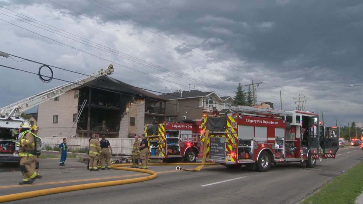 Crews responded to a Kensington apartment building fire in Calgary on Saturday, Aug. 1, 2020.