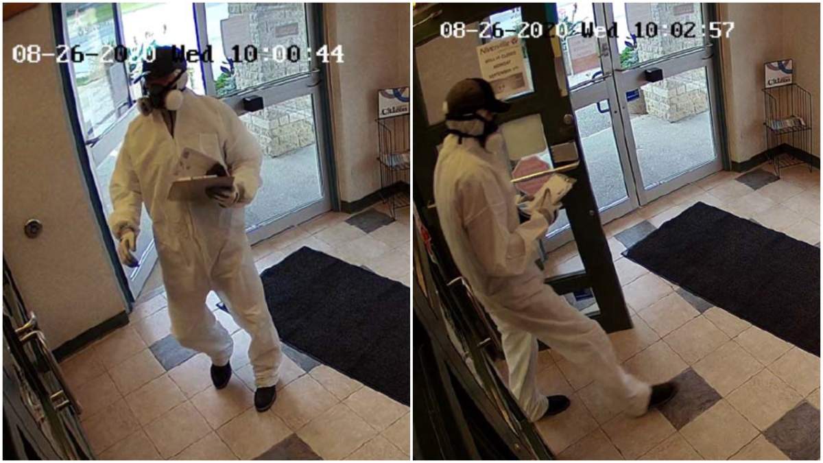 RCMP are looking for a man who robbed a bank in Landmark, Man. Wednesday.