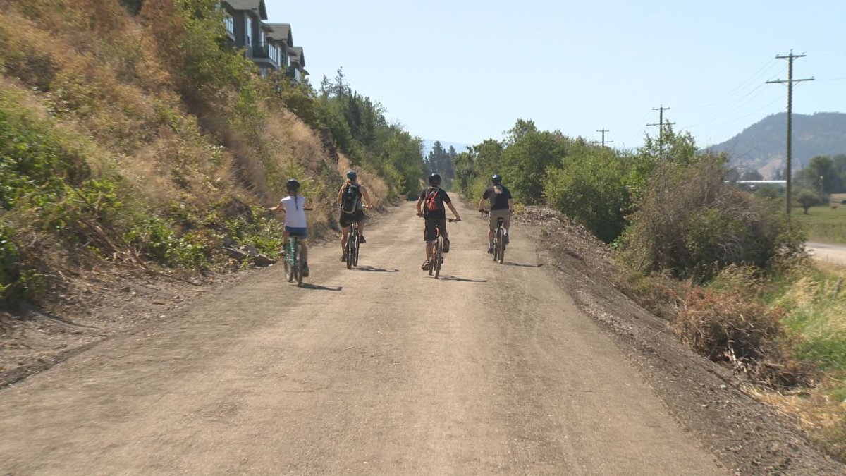 A file photo of bike riders on the Rail Trail in the Okanagan.
