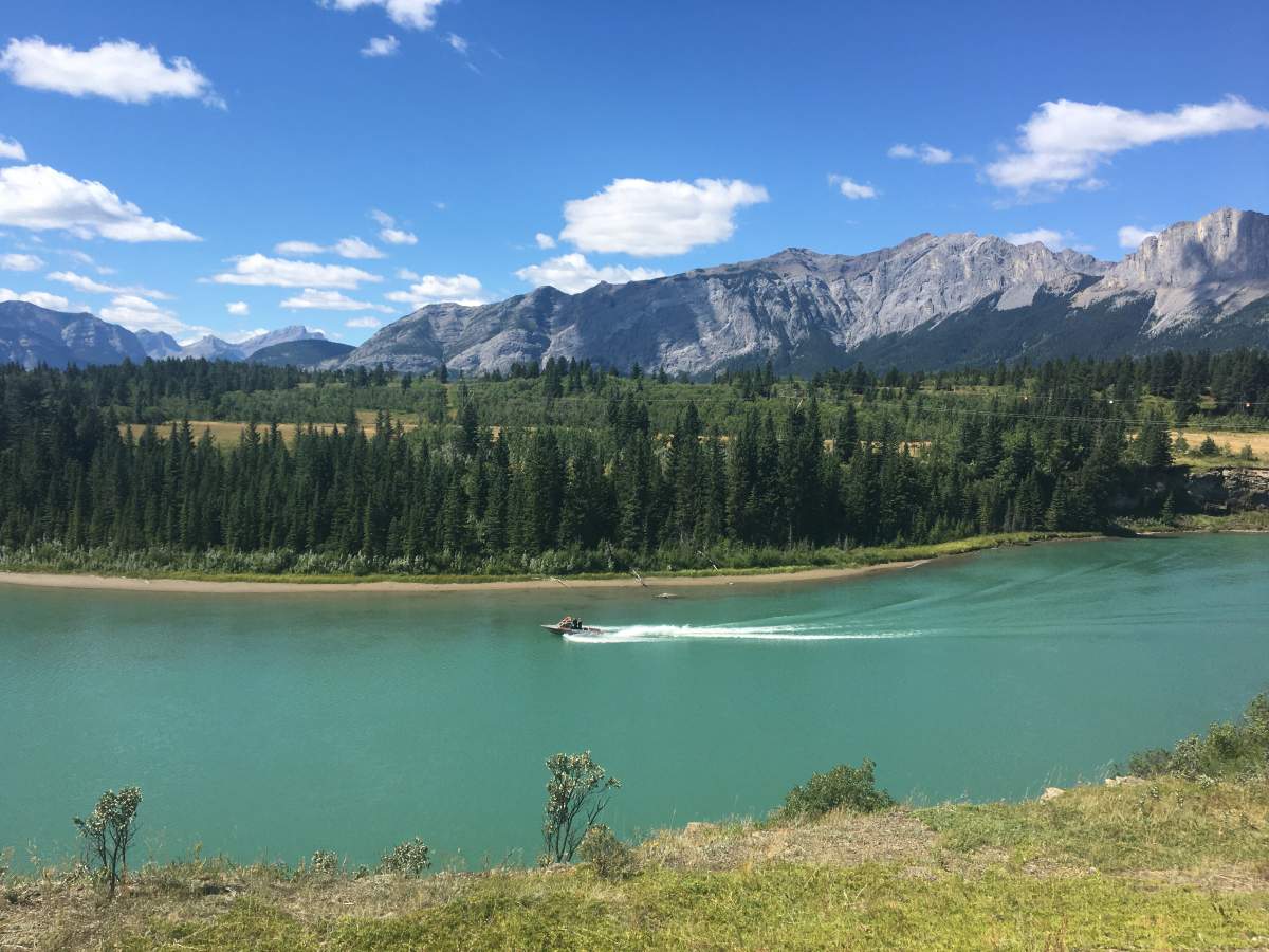 Officials searching on Sunday, Aug. 9, 2020 for a boy missing near the Seebe Dam.