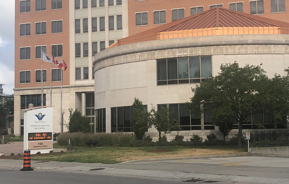 The Region of Waterloo administrative building on Frederick Street in Waterloo.