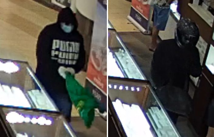 Police released CCTV footage of two suspects in a robbery at Sunridge Mall in Calgary on Saturday, Aug. 2, 2020.
