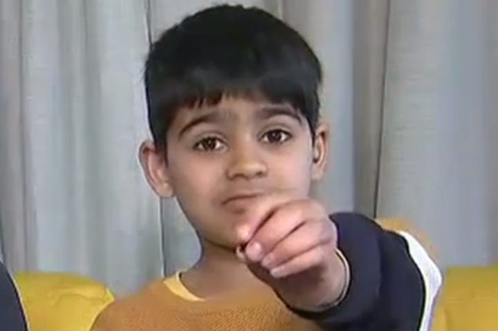 Sameer Anwar, 7, speaks to Seven Sharp in New Zealand in this screenshot from video.