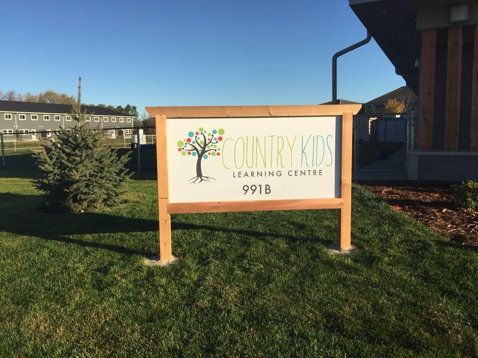 A sign outside the Country Kids Learning Centre in St. Francois Xavier.