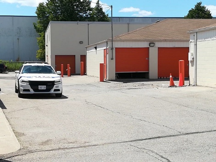 A photo of police on scene at the storage facility in Mississauga.