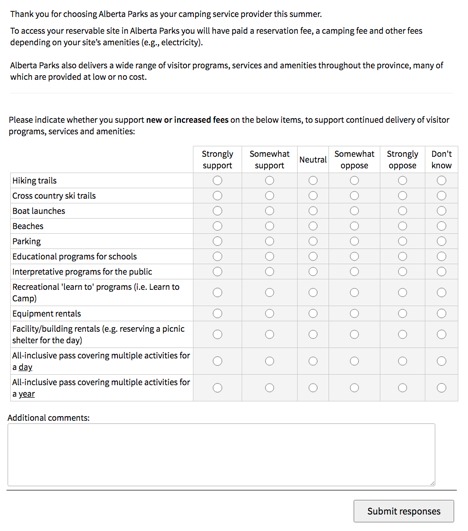 Alberta Parks Questionnaire
