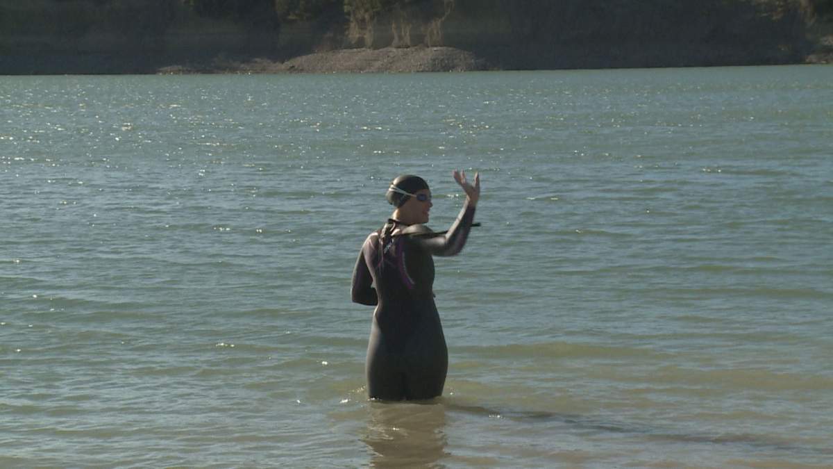 Nichole Robinson, 26, wanted to combine her passion for the environment with her passion for swimming to raise awareness for potential drinking water contamination from open-pit coal mines in Alberta. 