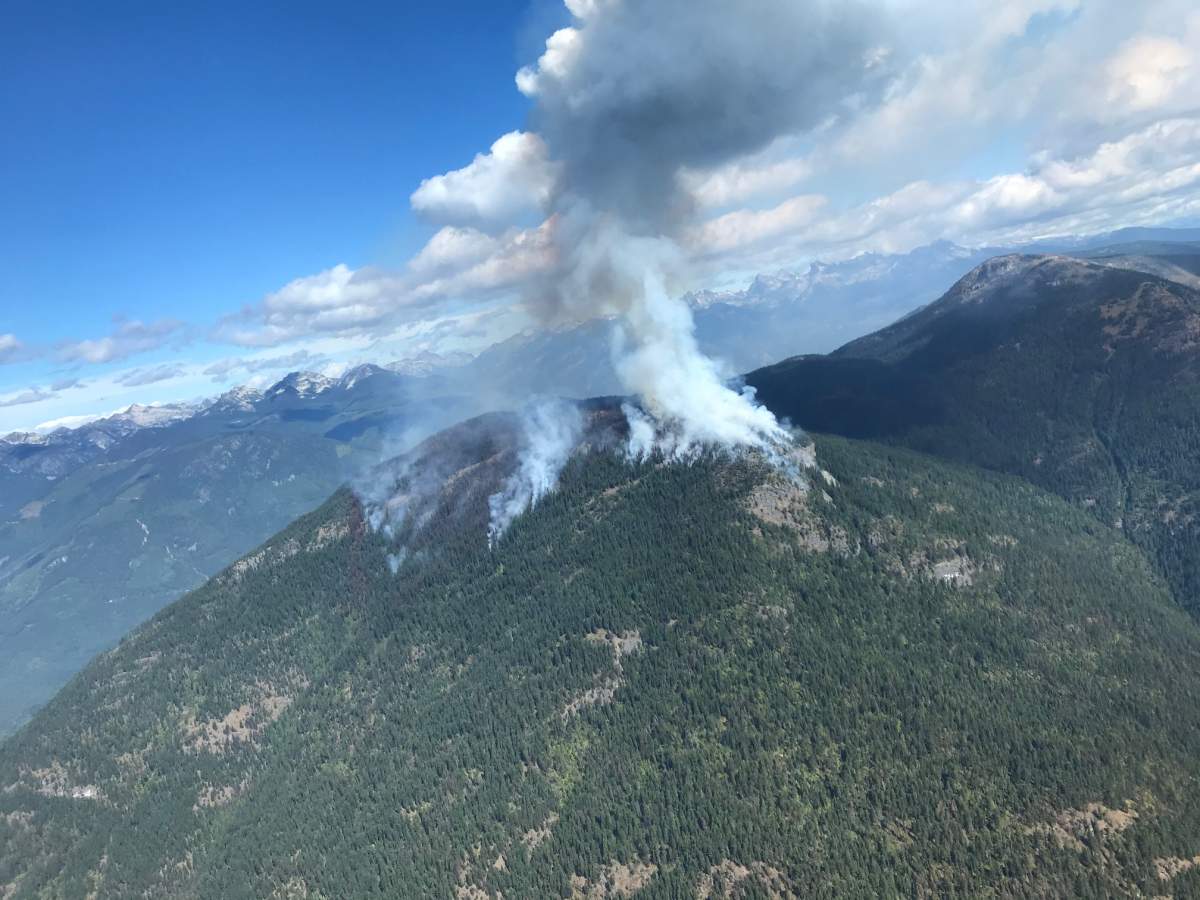 The Talbot Creek wildfire is burning about 30 kilometres north of Castlegar.