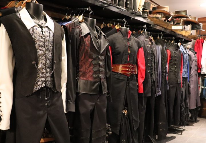 Medieval-inspired clothing designed by Lortie hang alongside Dracolite’s wall on Tuesday, Aug. 11, 2020. Pamela Pagano/ Global News