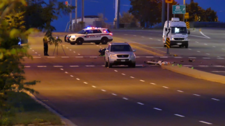 The scene of the crash near Rutherford Road and Highway 400 on Saturday.