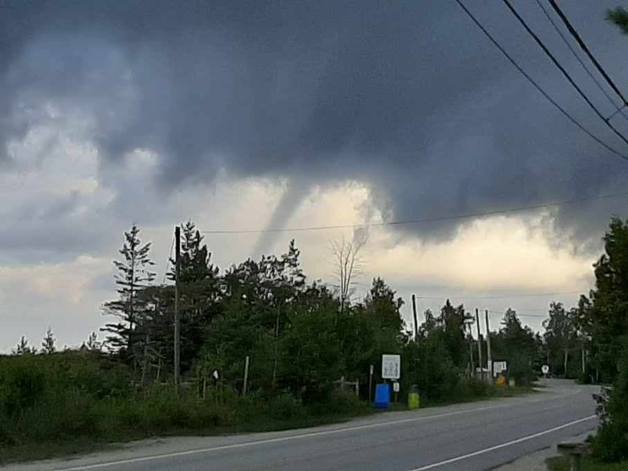 A waterspout off Sauble Beach as seen at 8:30 a.m. Monday, Aug. 17, 2020.
