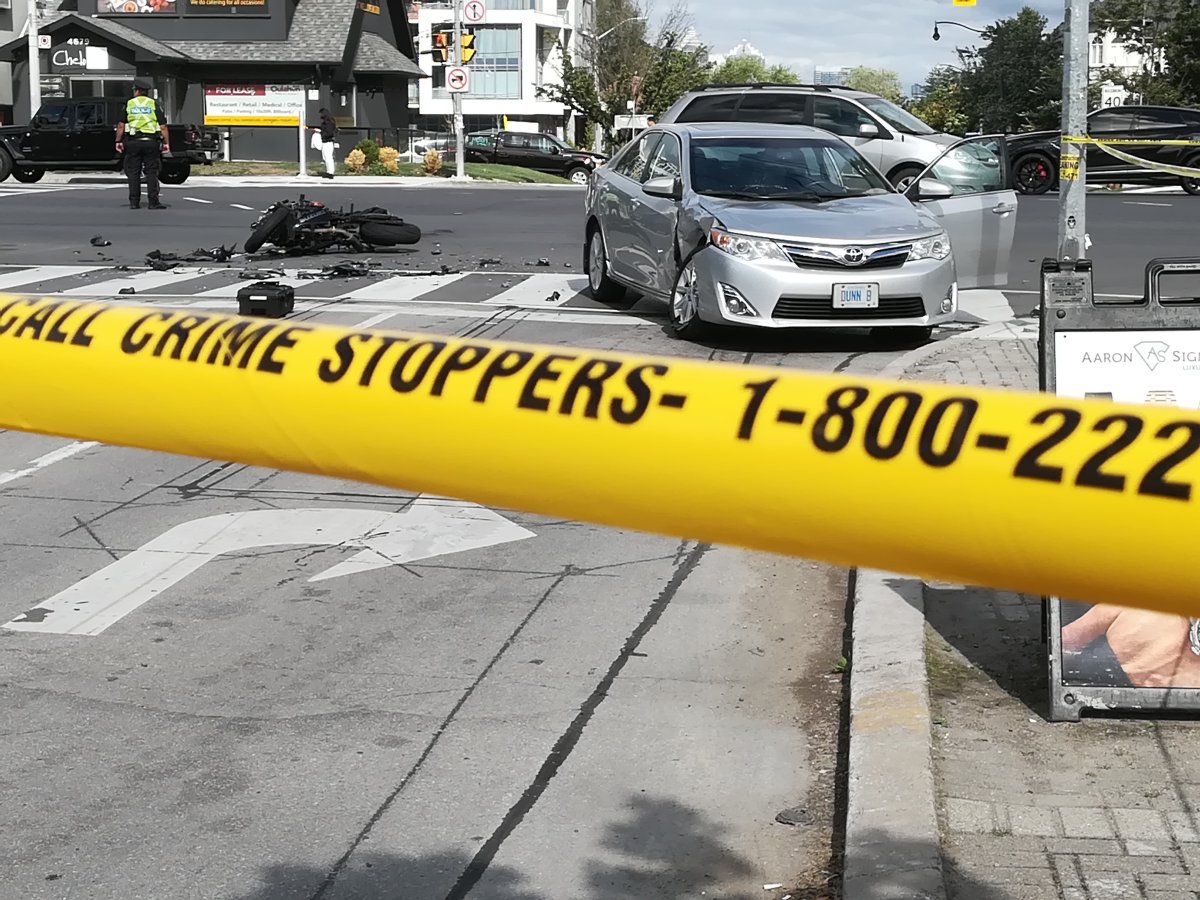 The scene of the crash at Yonge Street and Florence Avenue on Saturday.