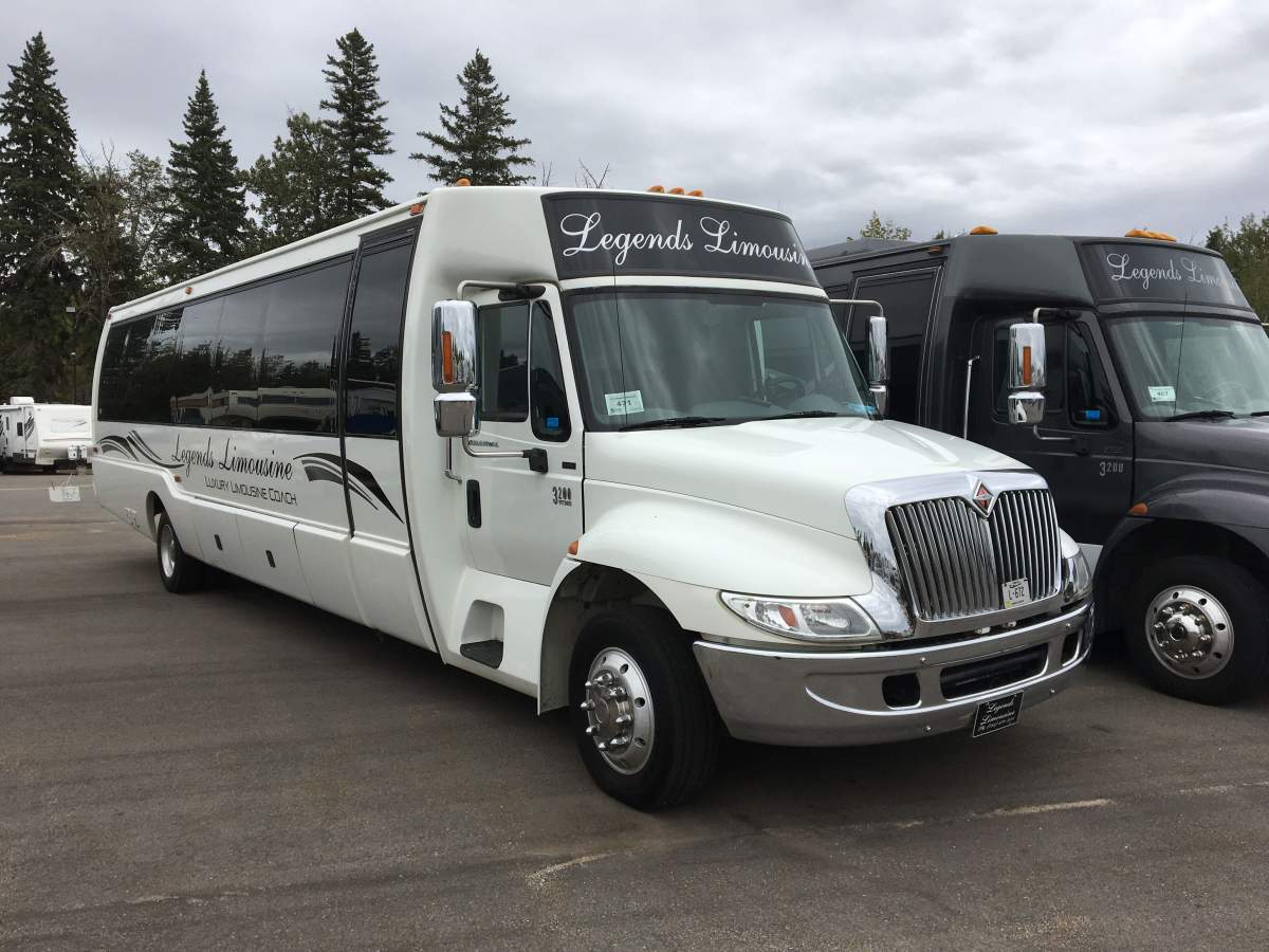 Limo vehicles in a storage lot in St. Albert. The vehicles have been parked there since March 2020.