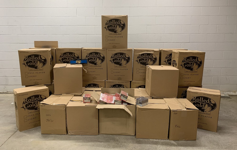 Image of the 310,000 illegal cigarettes seized. 