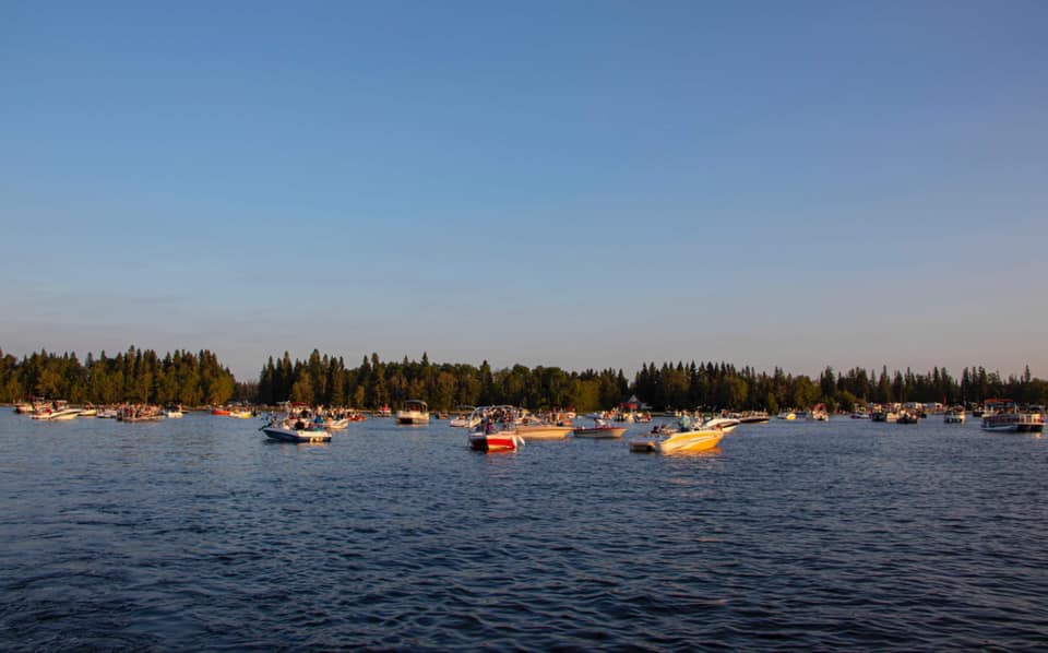 A view from one of Gator’s Boat Concerts this summer on Candle Lake.