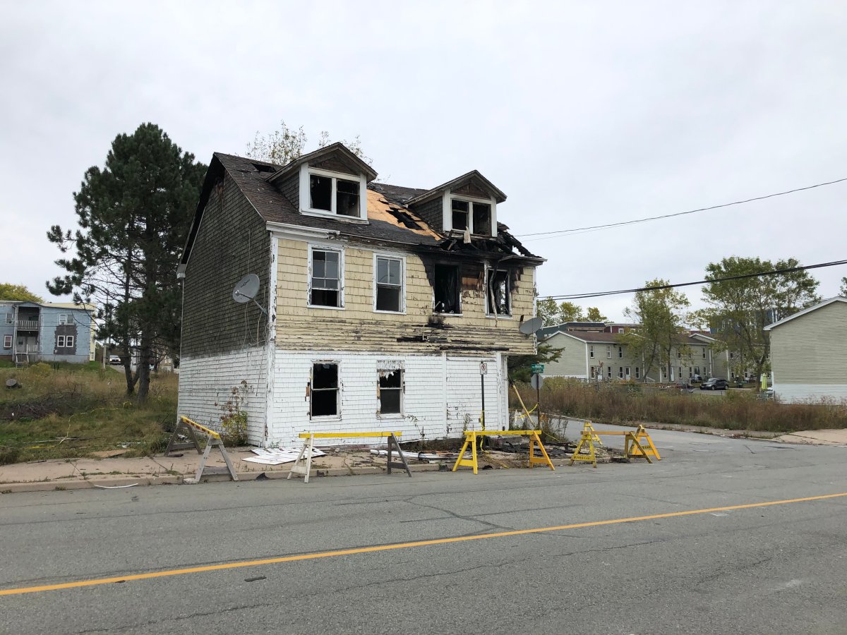 A vacant building at 135 Main St. N. in Saint John, N.B., was gutted by its second fire in two weeks on Sept. 21, 2020.
