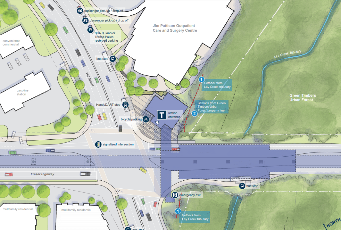 An overhead view of the proposed 140th Street Station.