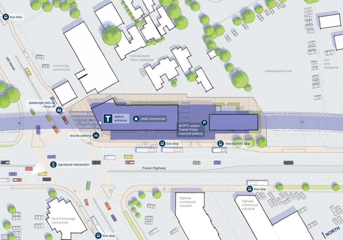 An overhead view of the proposed 160th Street Station.