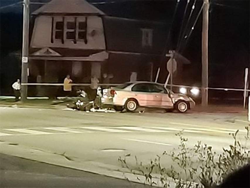 Emergency crews responded to the scene at Hamilton Road and Elm Street Monday night.