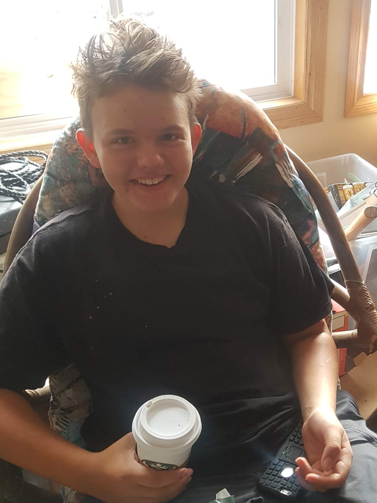 Quinn Bloomfield, 12, started Grade 7 this week at home.