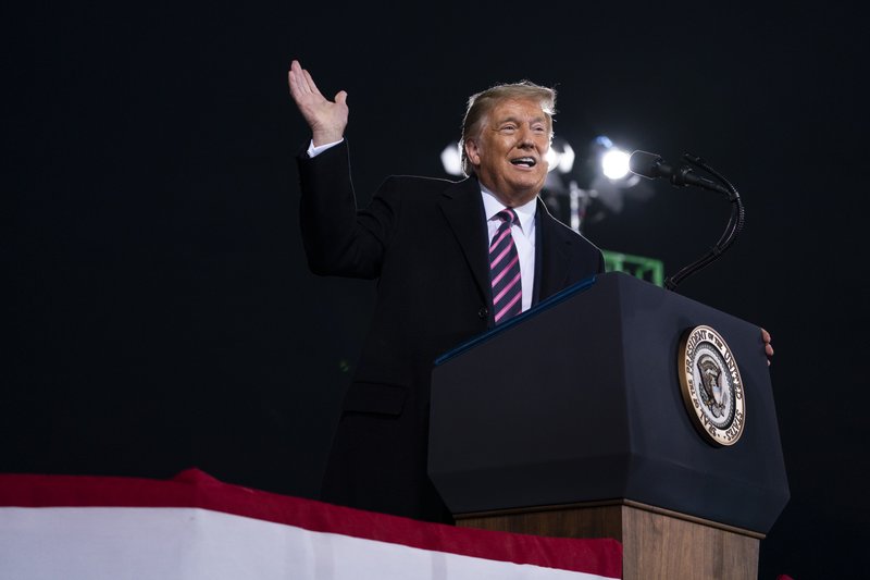 President Donald Trump speaks during a campaign rally Tuesday, Sept. 22, 2020, in Moon Township, Pa.