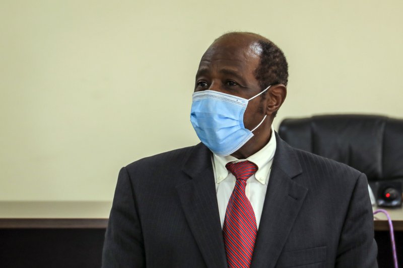 Paul Rusesabagina appears in front of media at the headquarters of the Rwanda Bureau of investigations building in Kigali, Rwanda Monday, Aug. 31, 2020. 