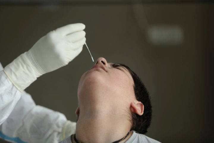 A file photo of someone being given a coronavirus test.