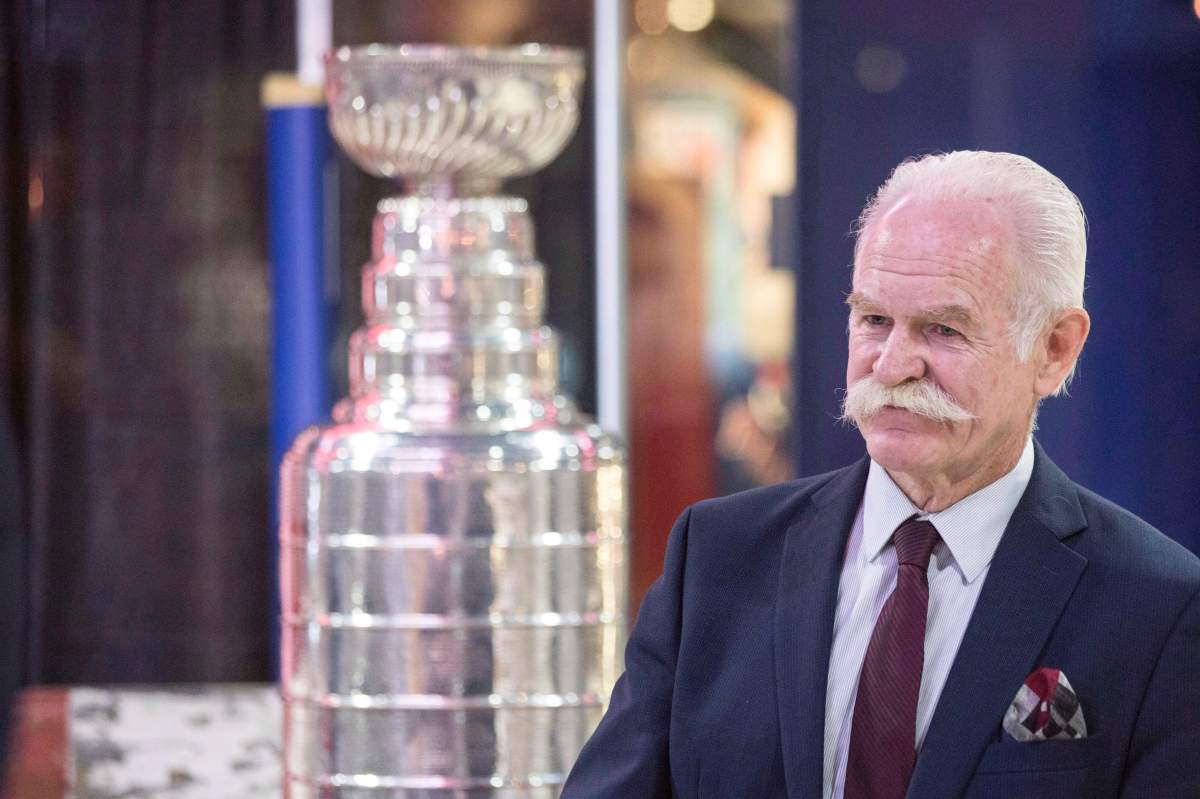 Hockey Hall of Fame chairman Lanny McDonald is pictured near the Stanley Cup on Tuesday, June 27, 2017.