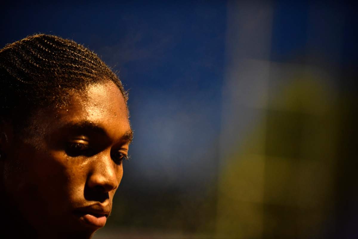 Caster Semenya of South Africa reacts after the women's 2000m race at the International athletics meeting in Montreuil, near Paris, France, June 11, 2019. 