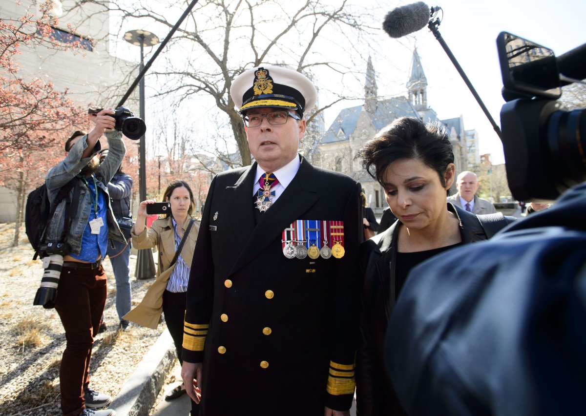 Vice Admiral Mark Norman arrives to court with lawyer Marie Henein in Ottawa on Wednesday, May 8, 2019. 