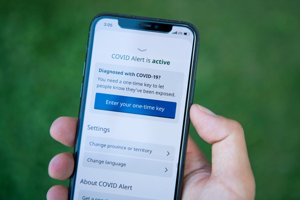 The COVID Alert app is seen on an iPhone in Ottawa, on Friday, July 31, 2020. 