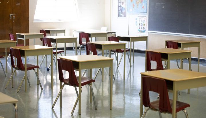 An empty classroom is shown in this file photo from The Canadian Press.