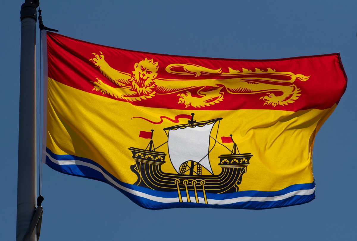New Brunswick's provincial flag flies on a flag pole in Ottawa,  Monday, July 6, 2020.
